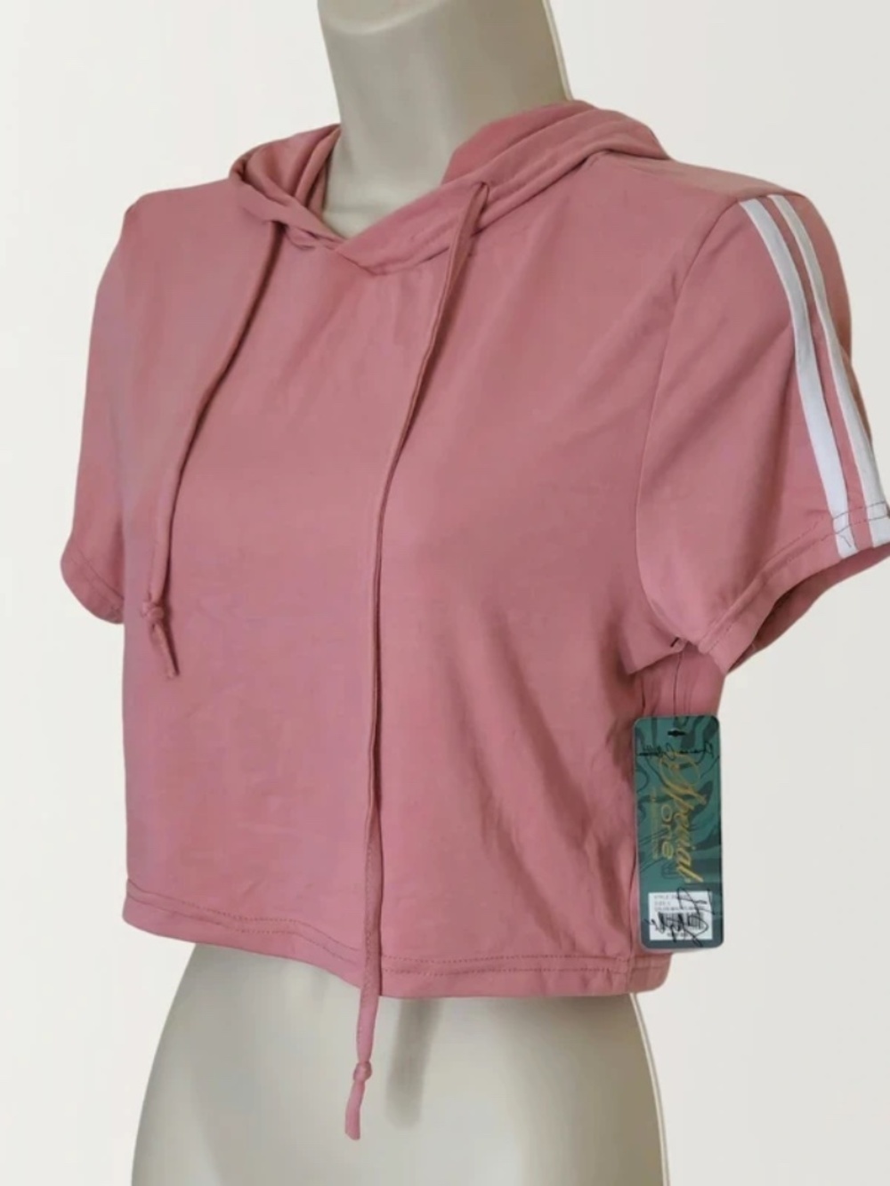 NWT Pink & Stripe Crop Top (L)